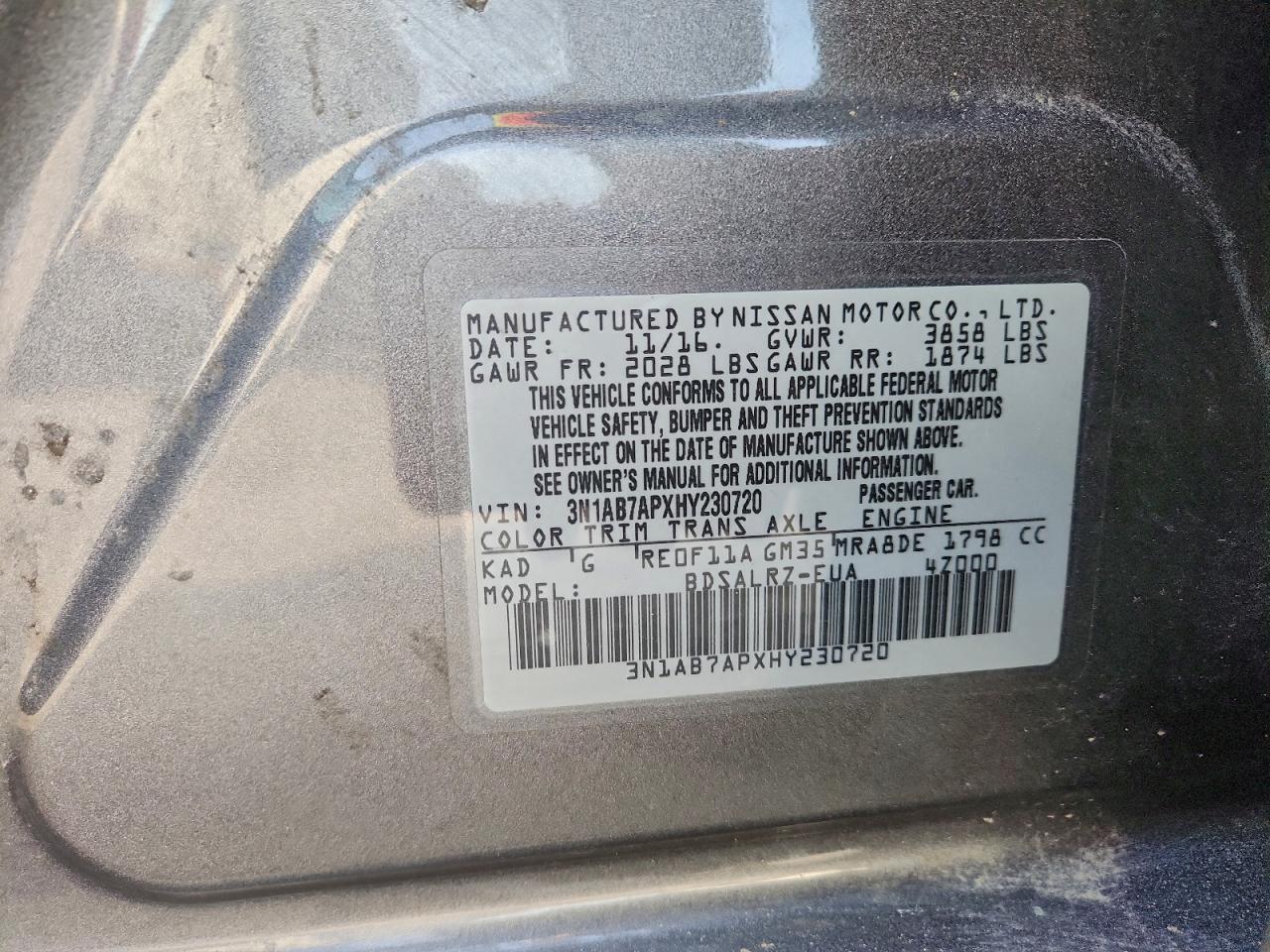 2017 NISSAN SENTRA S photo 12
