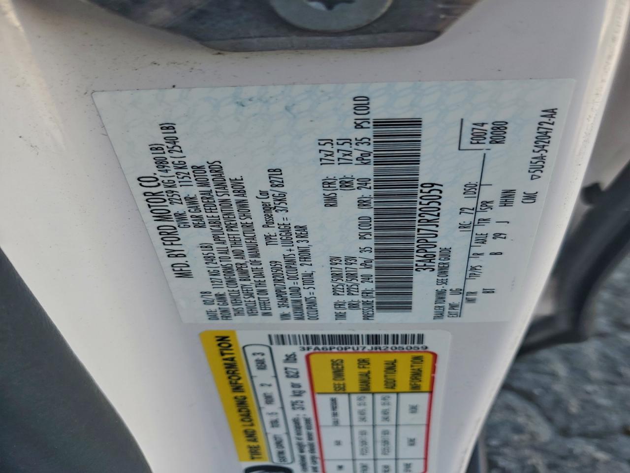 2018 FORD FUSION SE PHEV photo 12