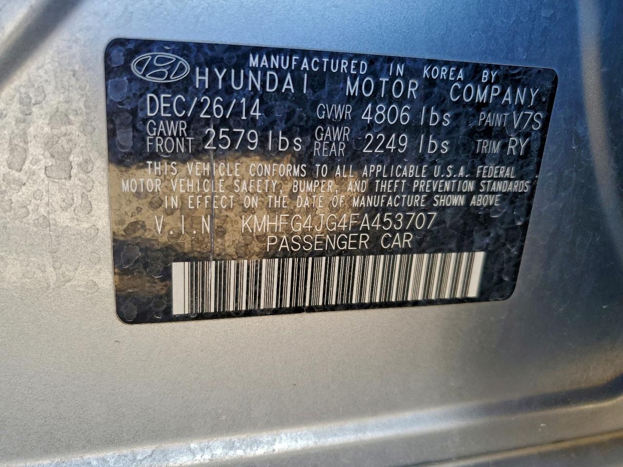 2015 HYUNDAI AZERA photo 12