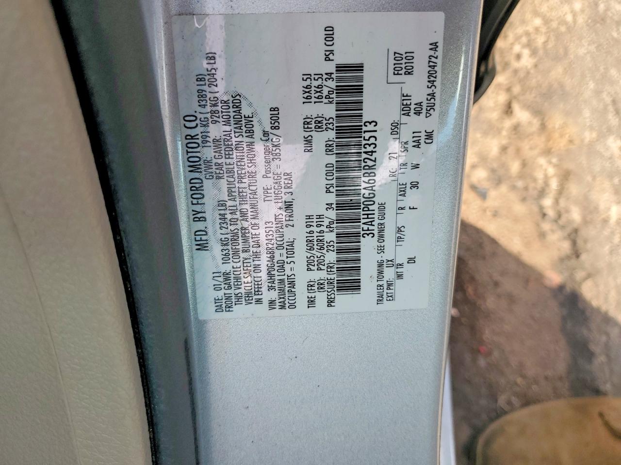 2011 FORD FUSION S photo 12