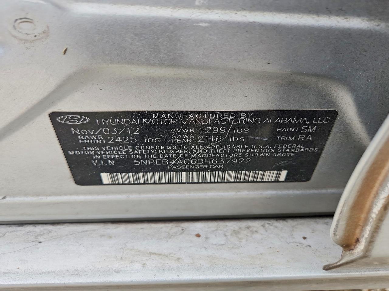2013 HYUNDAI SONATA GLS photo 12