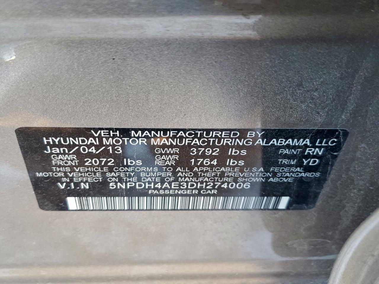 2013 HYUNDAI ELANTRA GLS photo 12