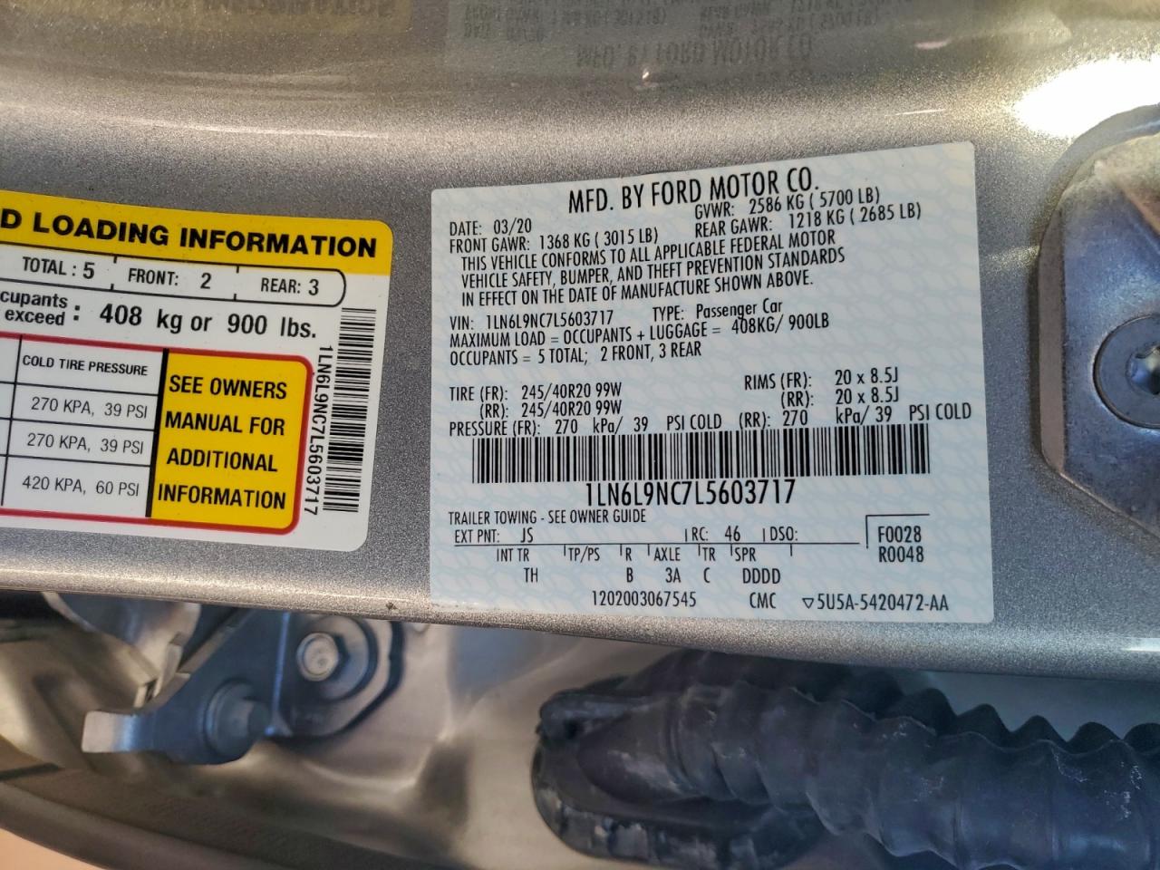 2020 LINCOLN CONTINENTAL RESERVE photo 12
