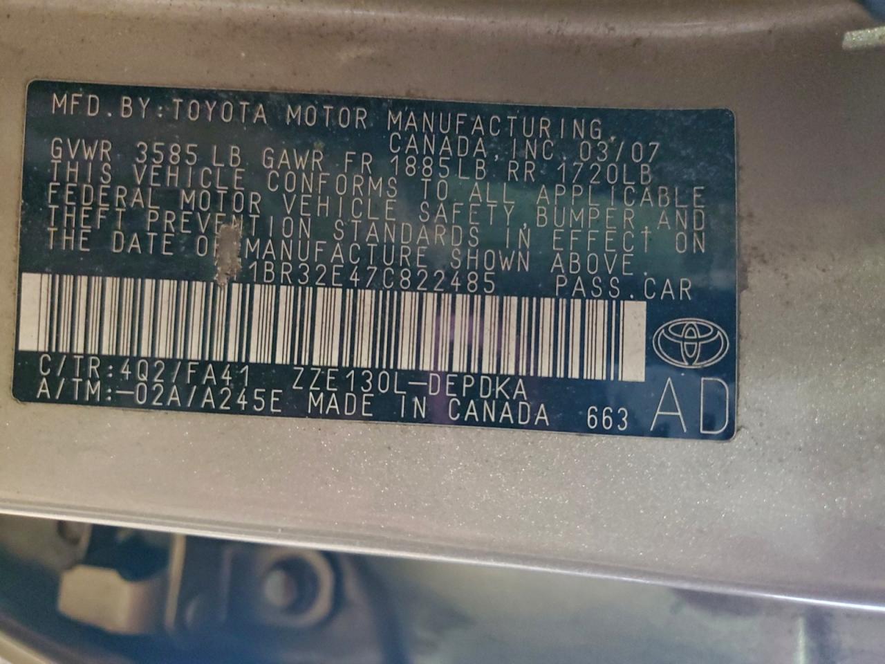 2007 TOYOTA COROLLA CE photo 12