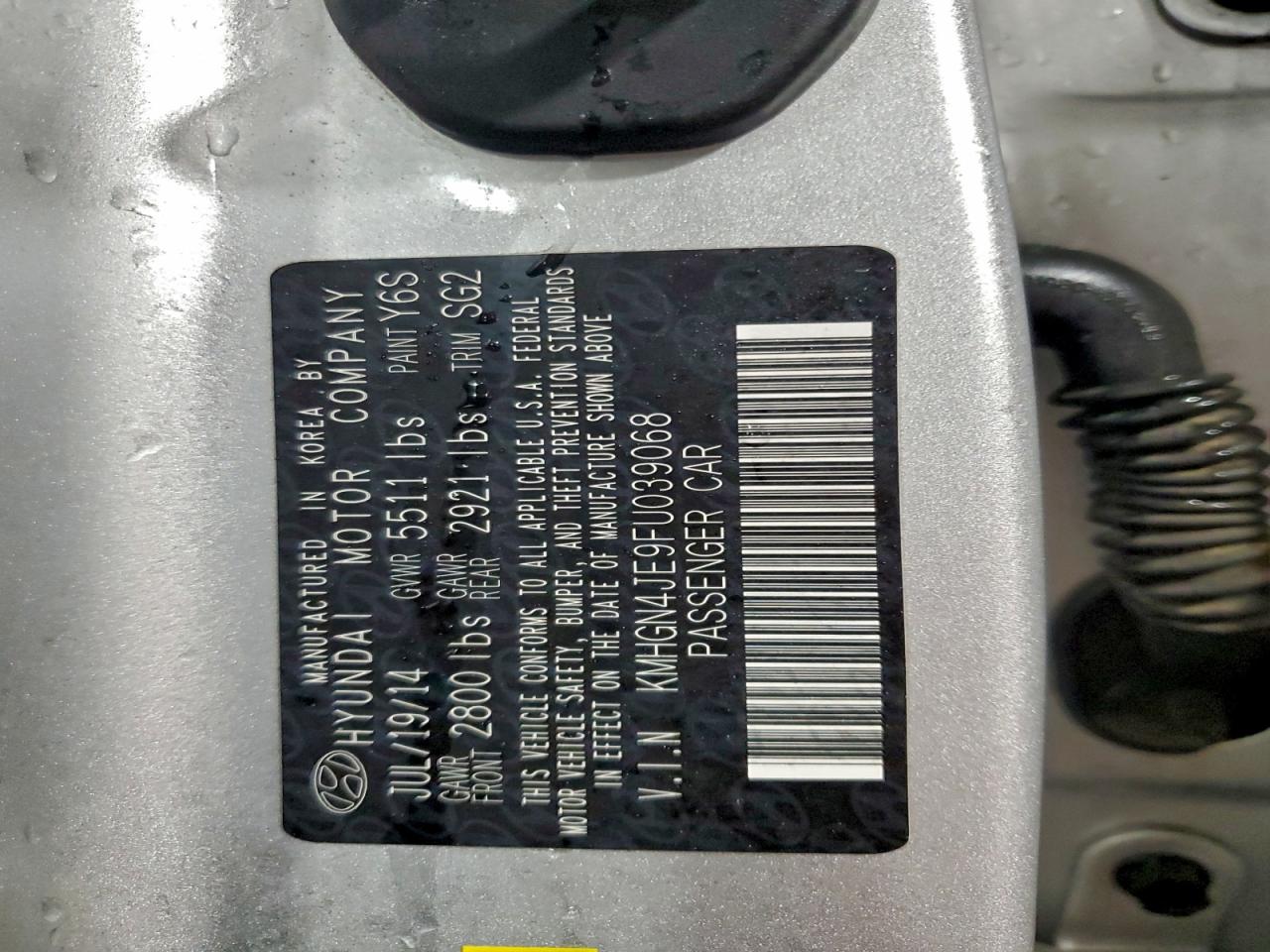 2015 HYUNDAI GENESIS 3.8L photo 12