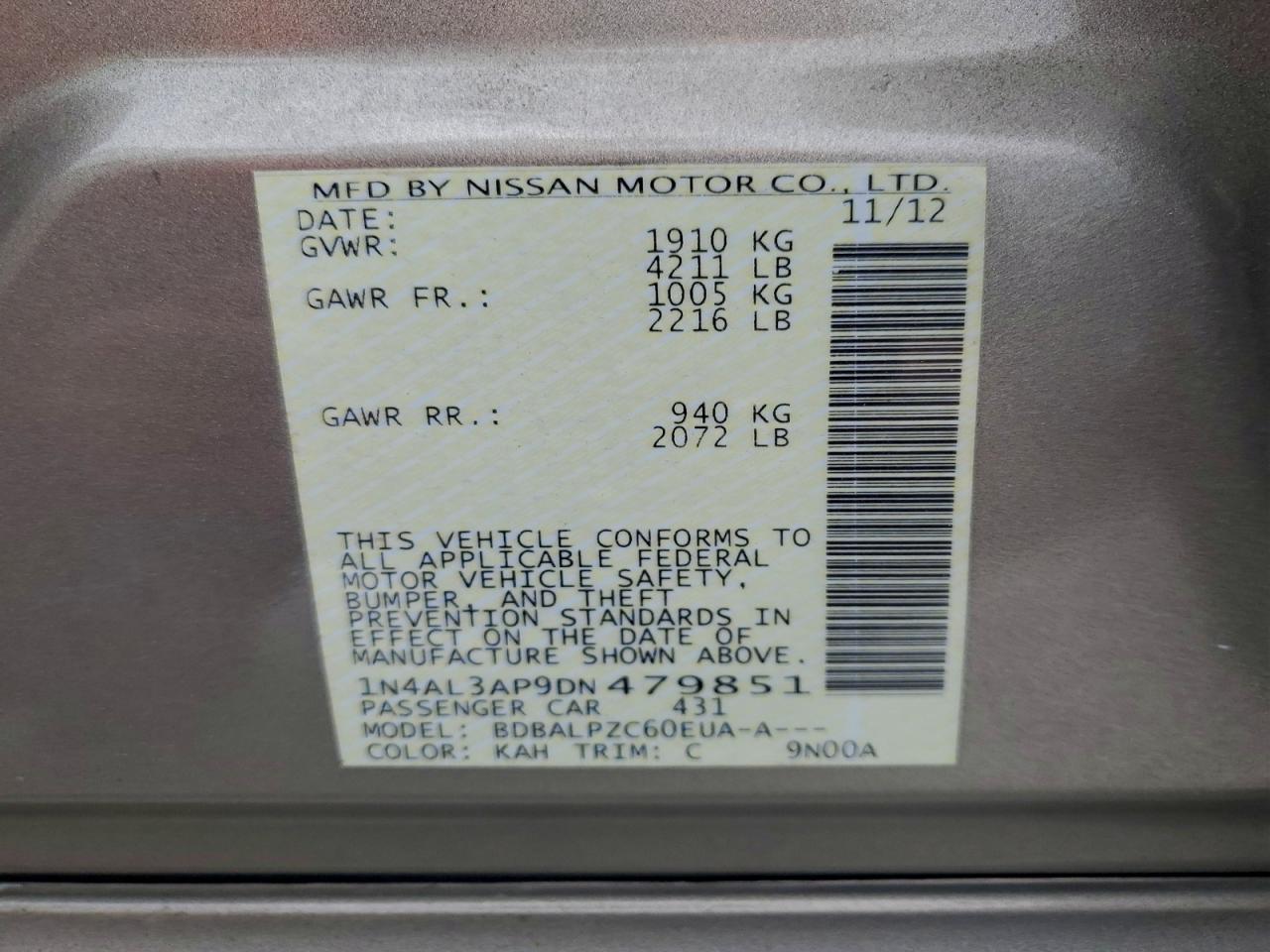 2013 NISSAN ALTIMA 2.5 photo 13