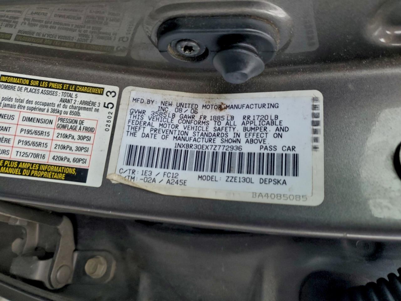 2007 TOYOTA COROLLA CE photo 12