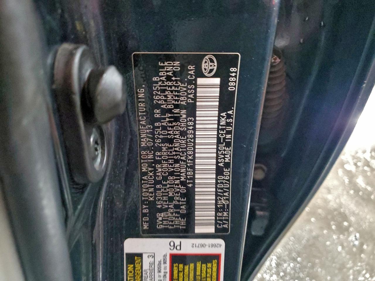 2013 TOYOTA CAMRY L photo 12
