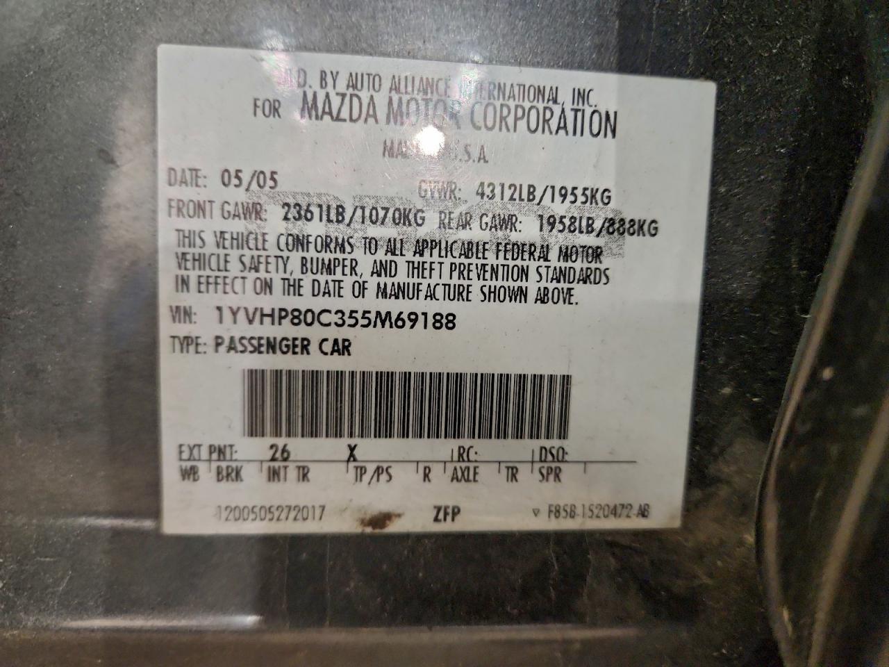 2005 MAZDA 6 I photo 12