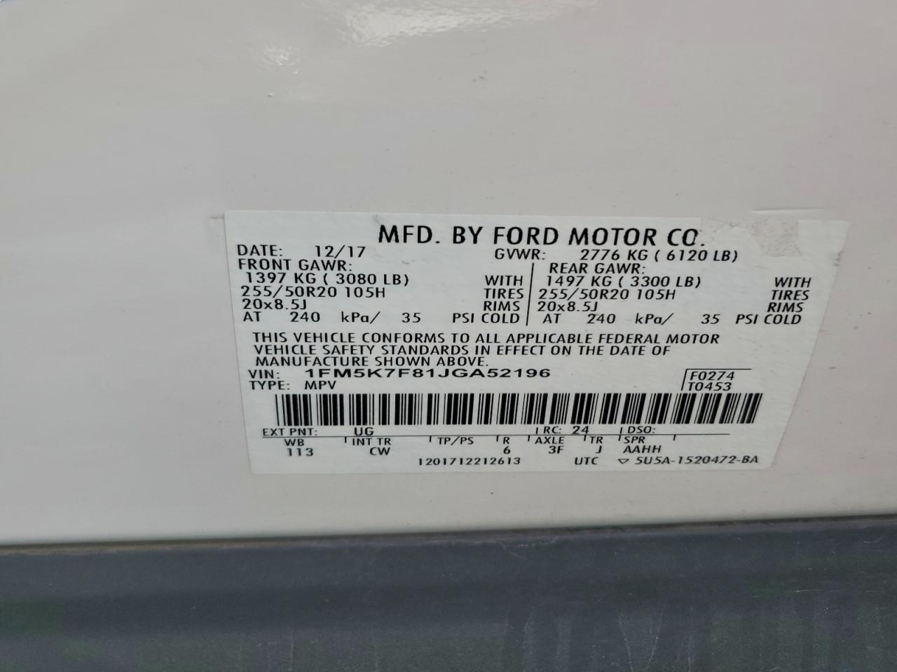 2018 FORD EXPLORER LIMITED photo 14