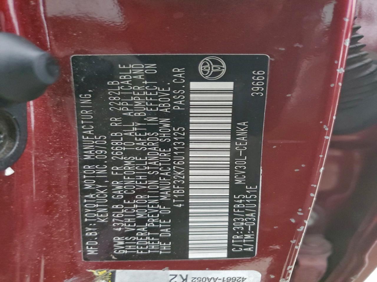 2006 TOYOTA CAMRY LE photo 12