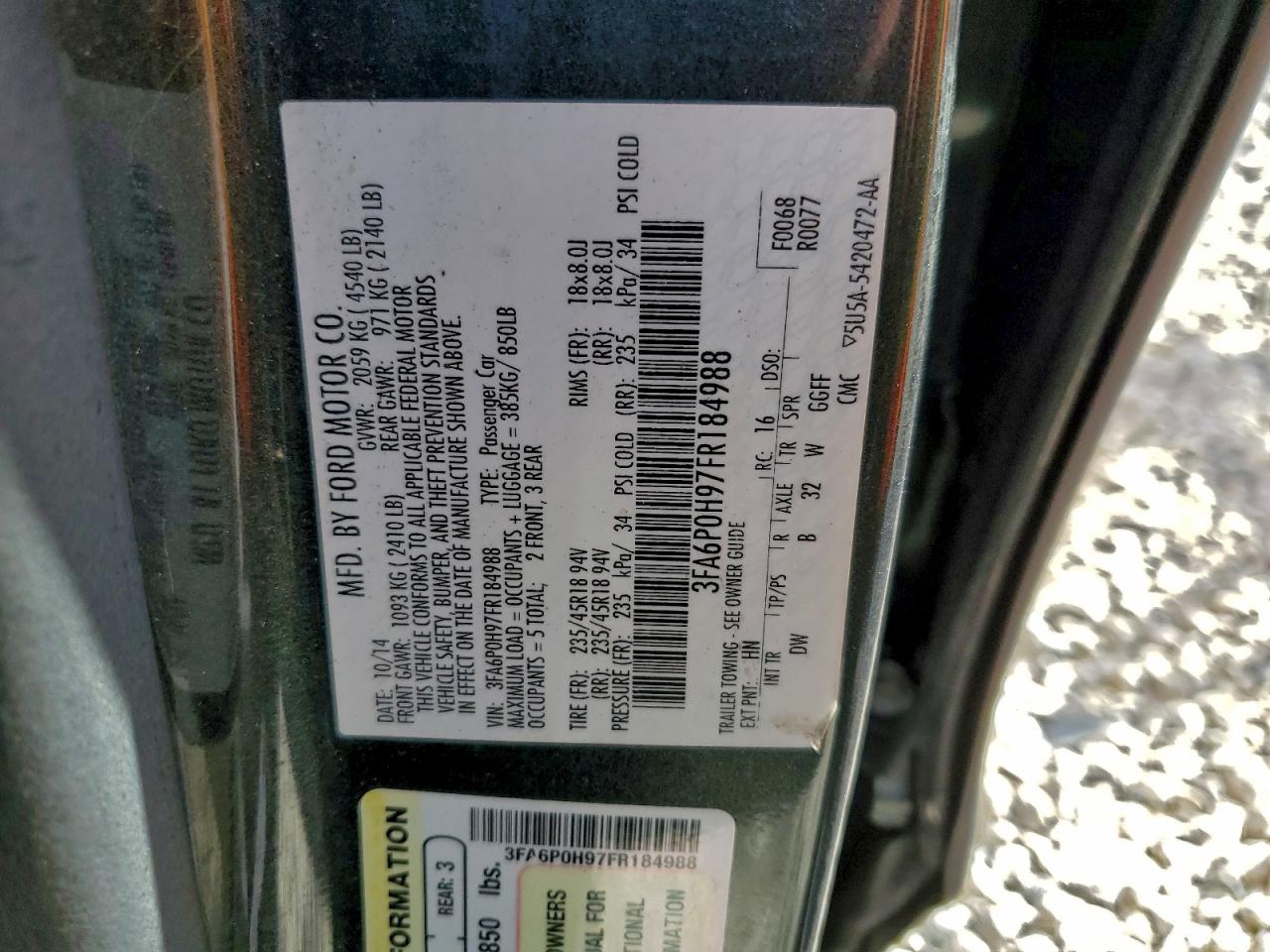 2015 FORD FUSION SE photo 23