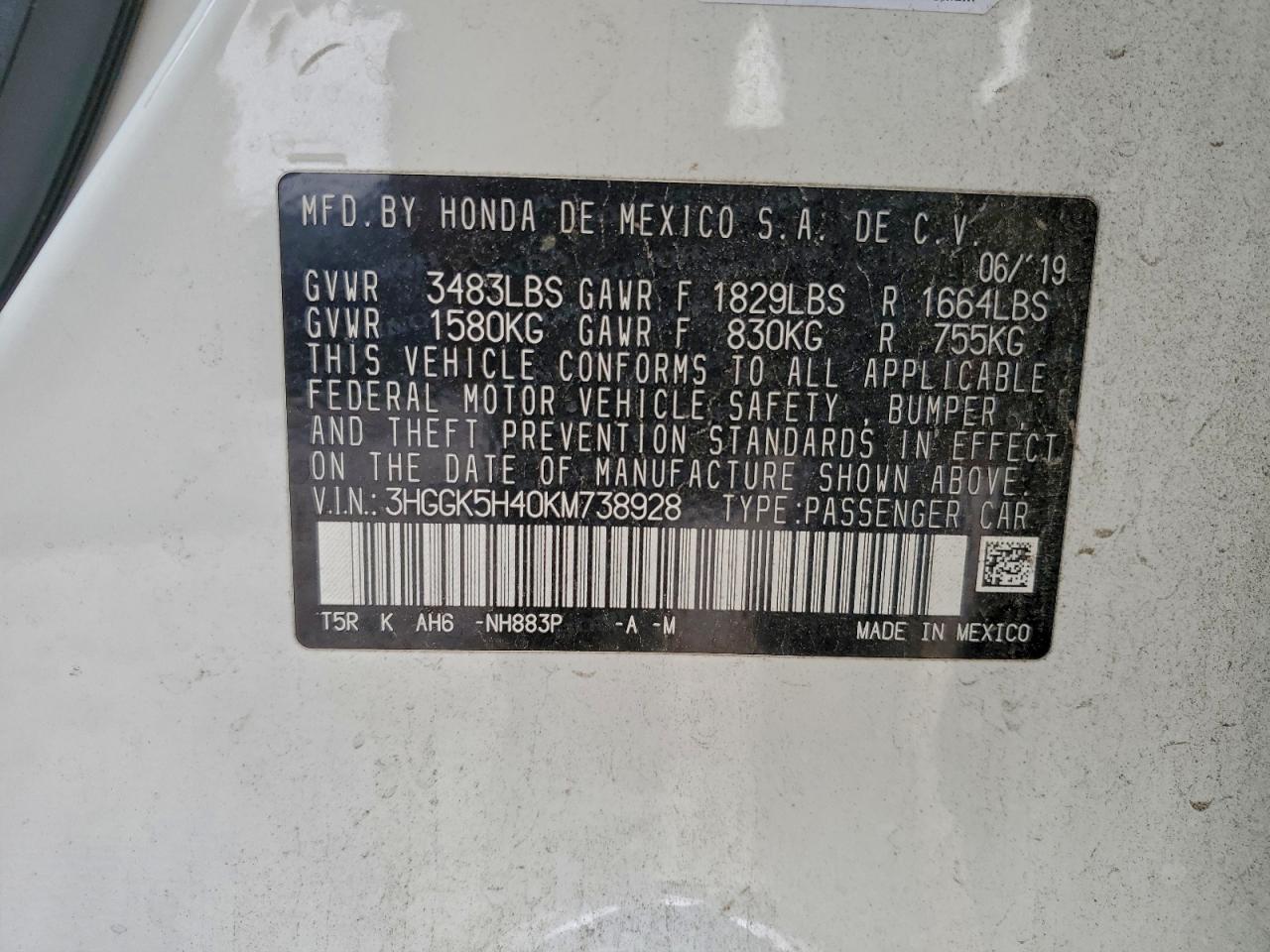 2019 HONDA FIT LX photo 12