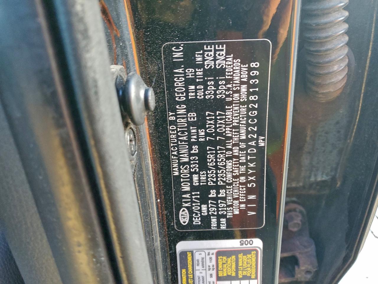 2012 KIA SORENTO BASE photo 12