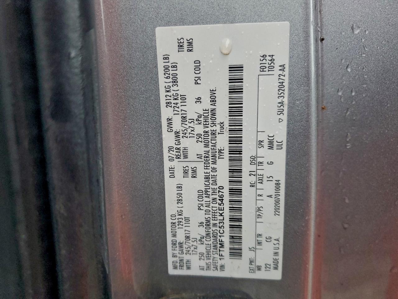 2020 FORD F150 photo 12