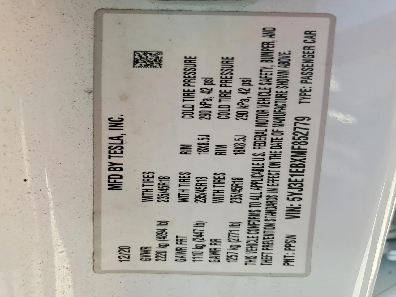 2021 TESLA MODEL 3 photo 13