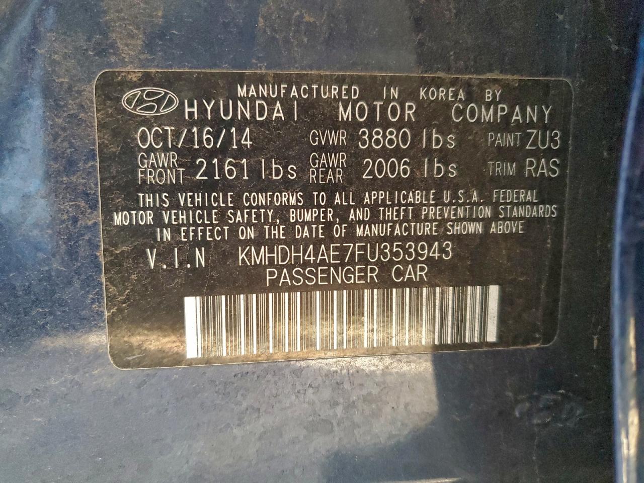 2015 HYUNDAI ELANTRA SE photo 12