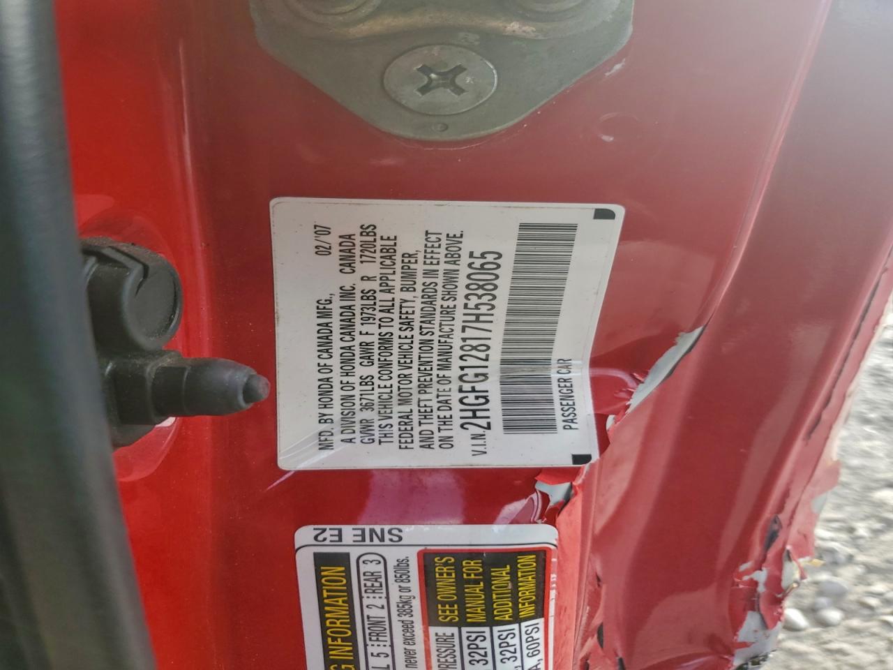 2007 HONDA CIVIC EX photo 12