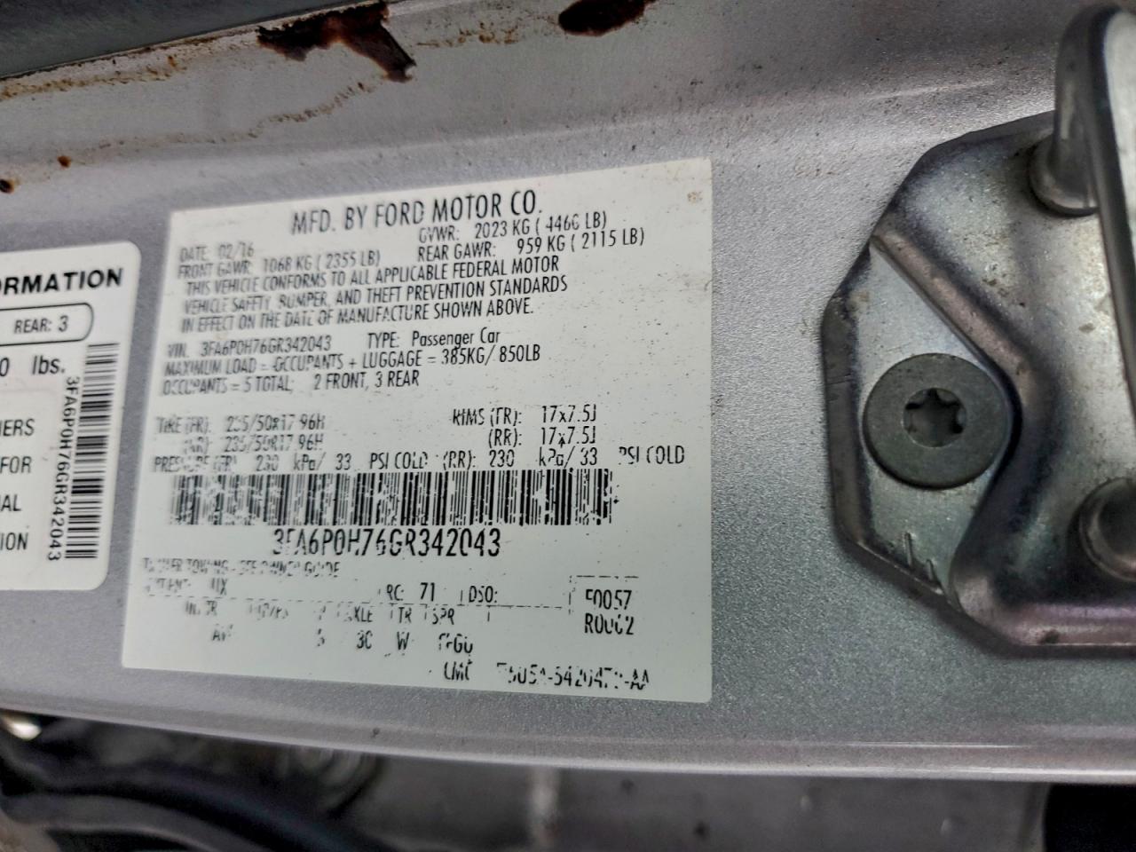 2016 FORD FUSION SE photo 12