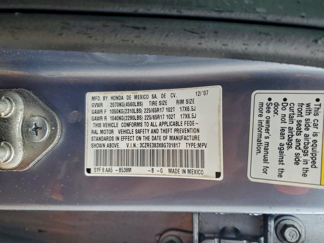 2008 HONDA CR-V LX photo 14