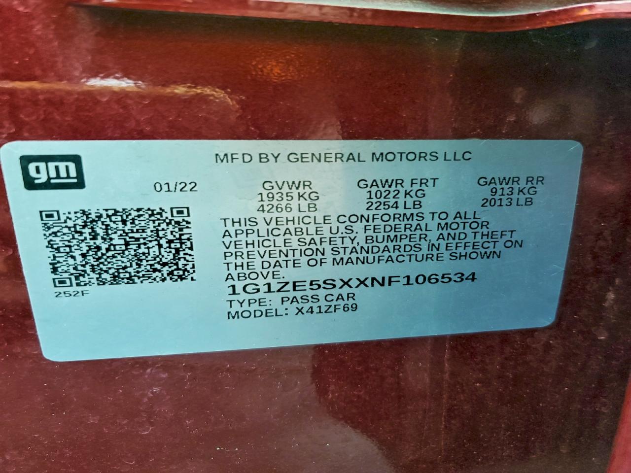 2022 CHEVROLET MALIBU PREMIER photo 12