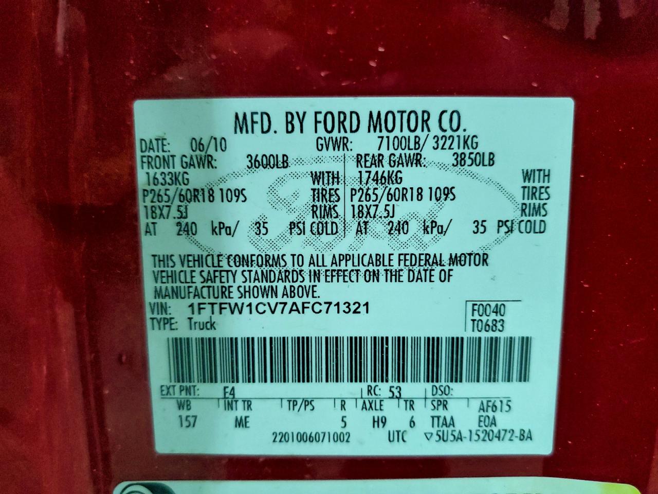 2010 FORD F150 SUPERCREW photo 12