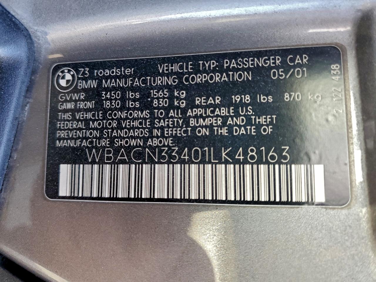 2001 BMW Z3 2.5 photo 12