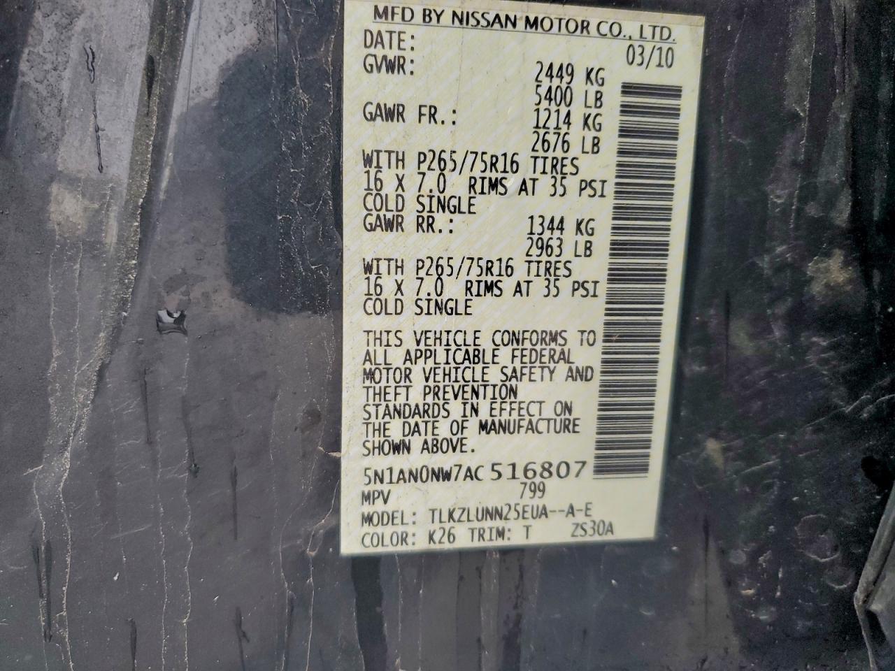 2010 NISSAN XTERRA X photo 13