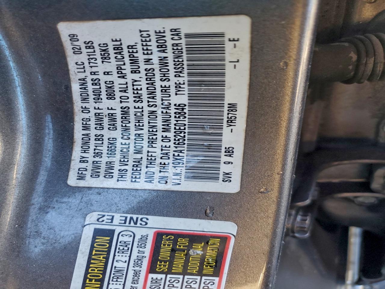 2009 HONDA CIVIC LX photo 23