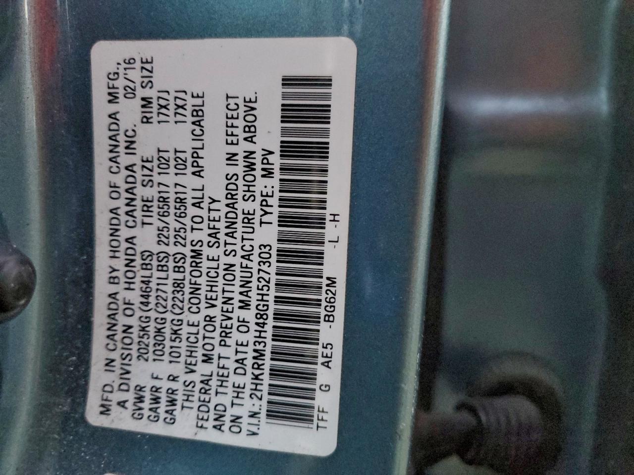 2016 HONDA CR-V SE photo 12
