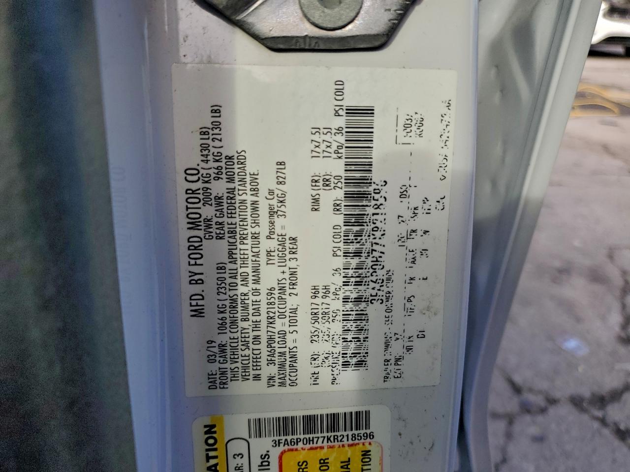 2019 FORD FUSION SE photo 12