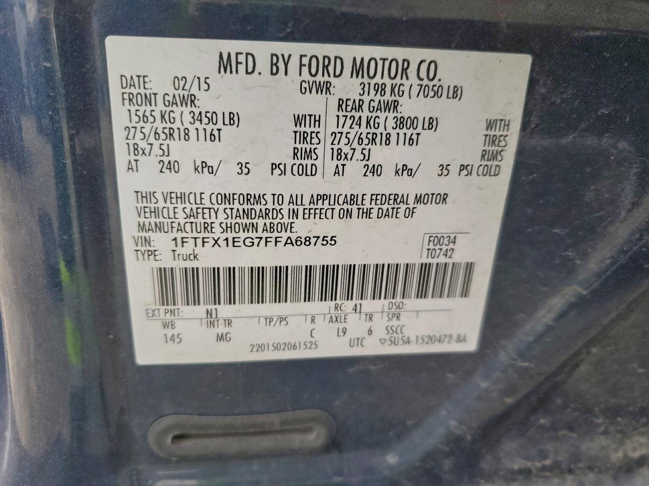2015 FORD F150 SUPER CAB photo 12