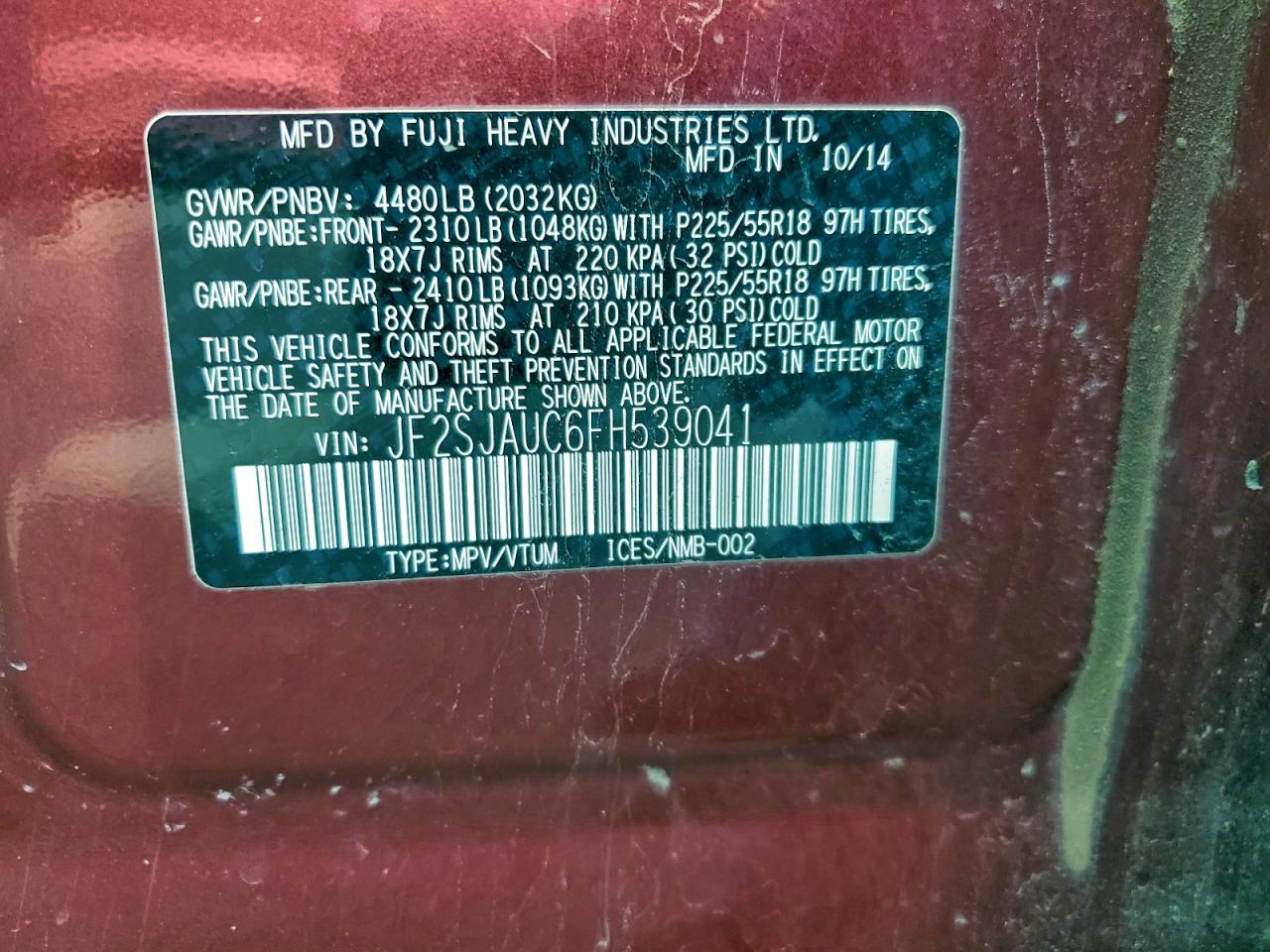 2015 SUBARU FORESTER 2.5I TOURING photo 37