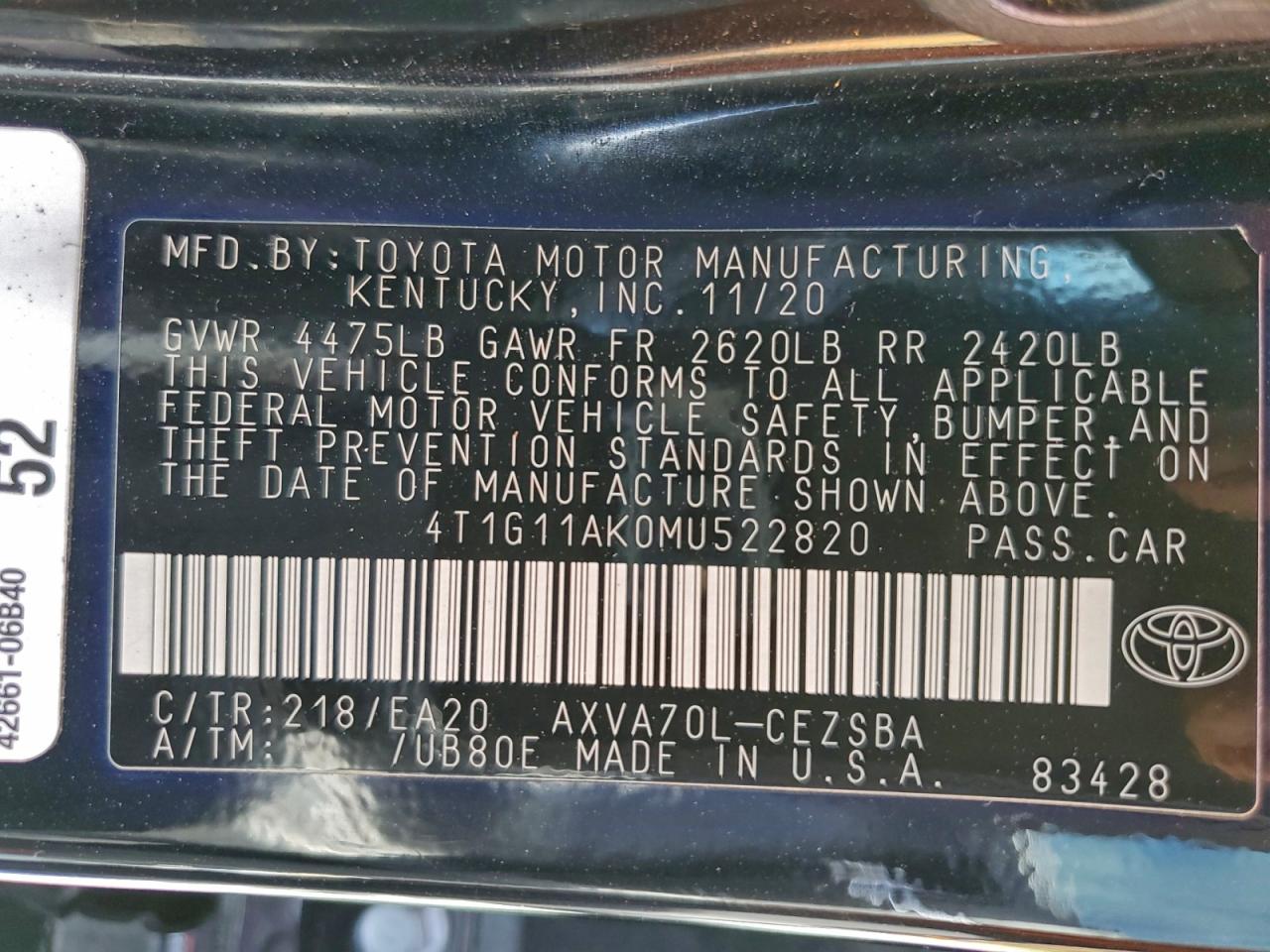 2021 TOYOTA CAMRY SE photo 13
