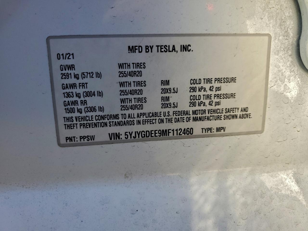 2021 TESLA MODEL Y photo 12