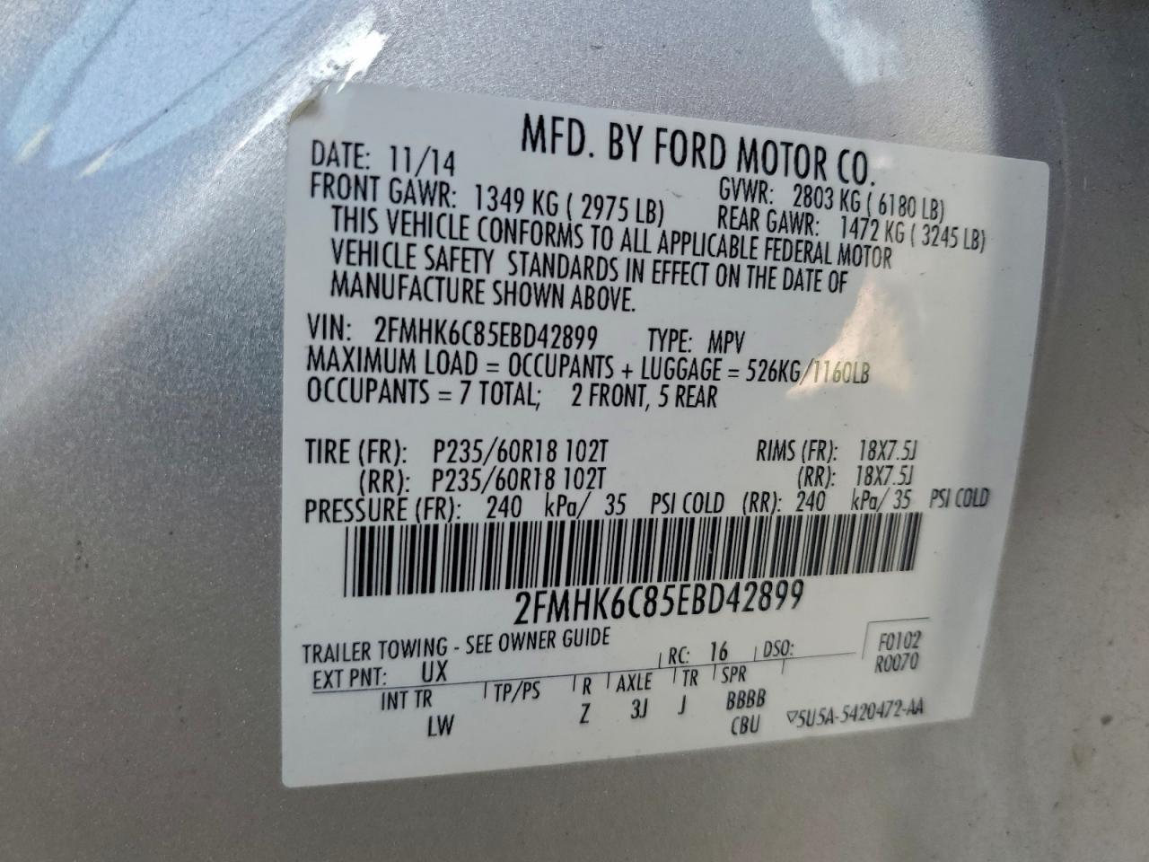 2014 FORD FLEX SEL photo 12