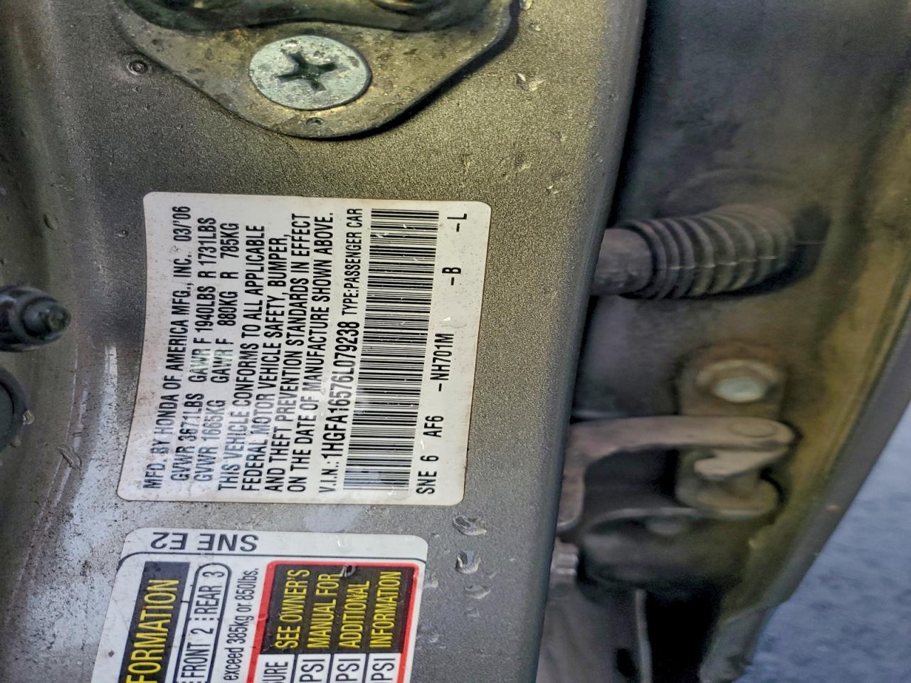 2006 HONDA CIVIC LX photo 12