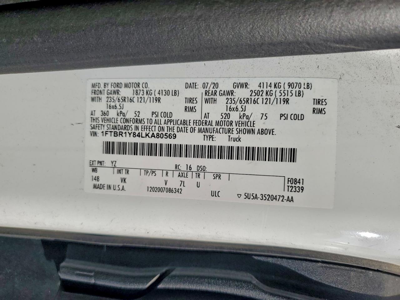 2020 FORD TRANSIT T-250 photo 13