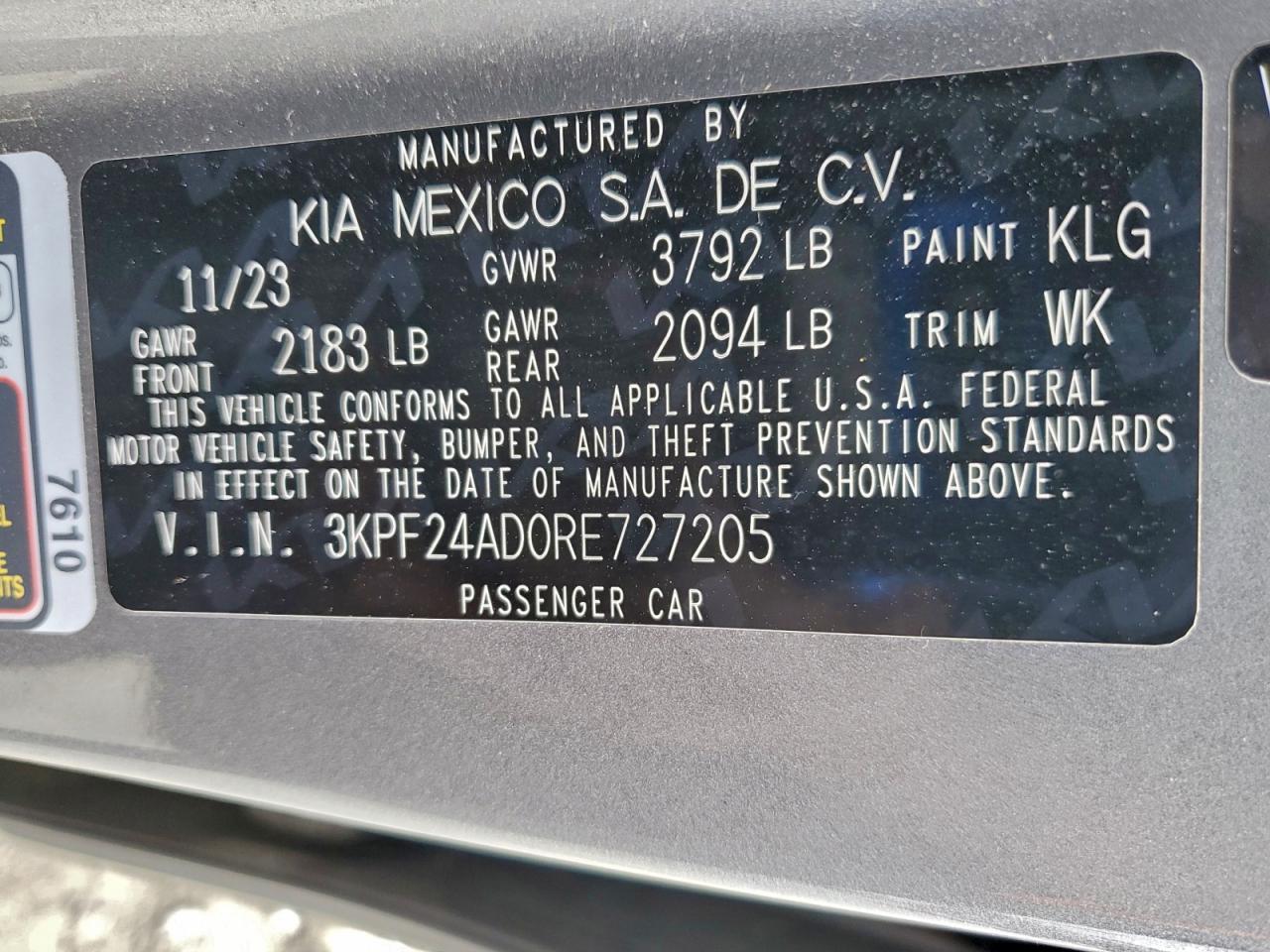 2024 KIA FORTE LX photo 12
