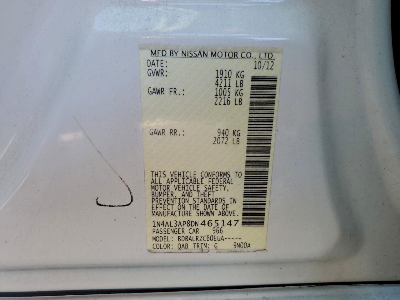 2013 NISSAN ALTIMA 2.5 photo 12