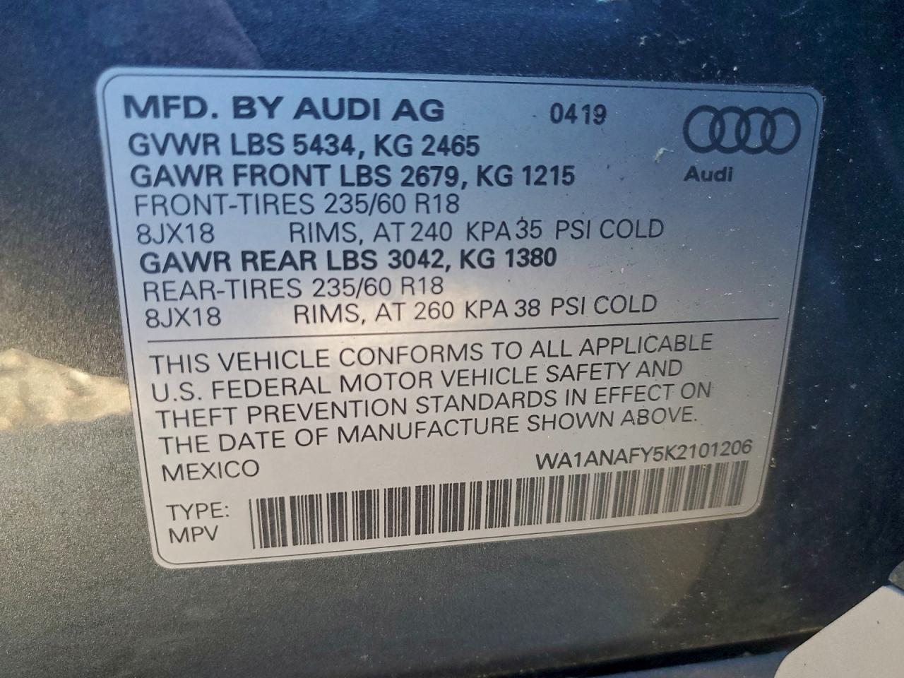 2019 AUDI Q5 PREMIUM photo 13