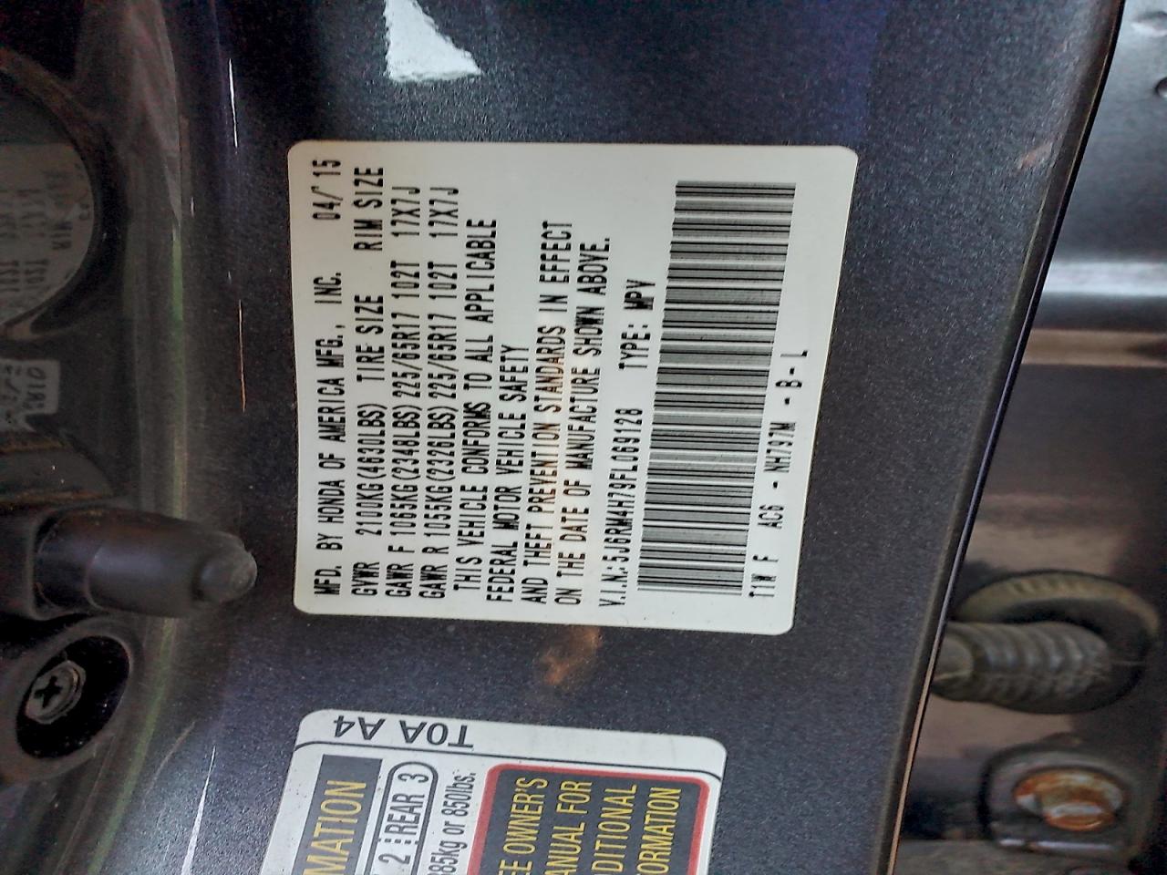 2015 HONDA CR-V EXL photo 23