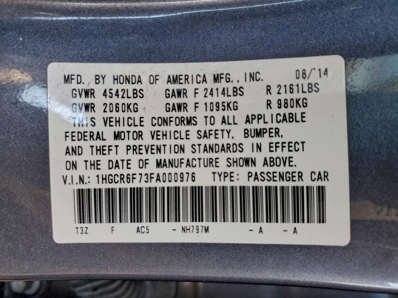 2015 HONDA ACCORD TOURING HYBRID photo 12