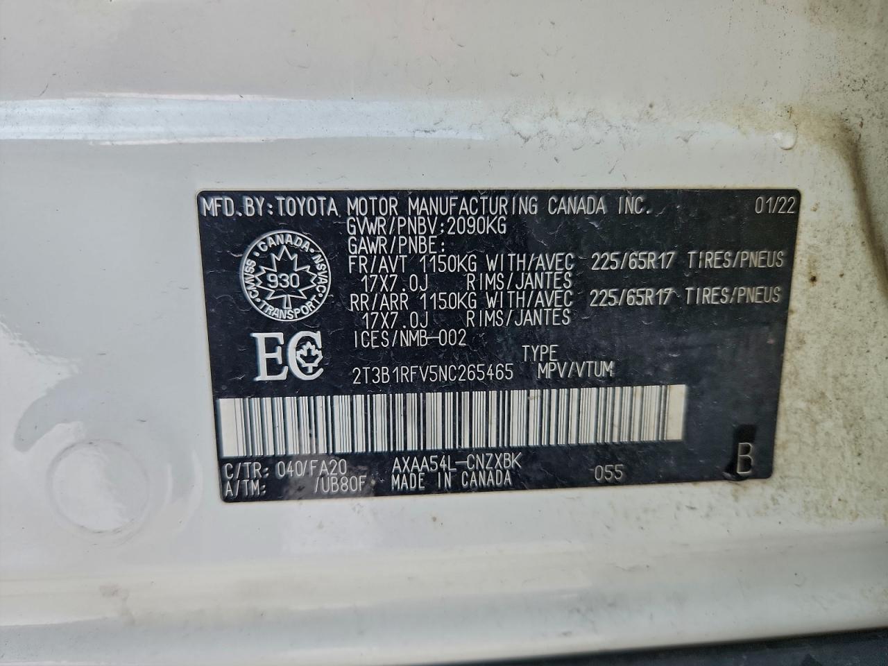 2022 TOYOTA RAV4 LE photo 12