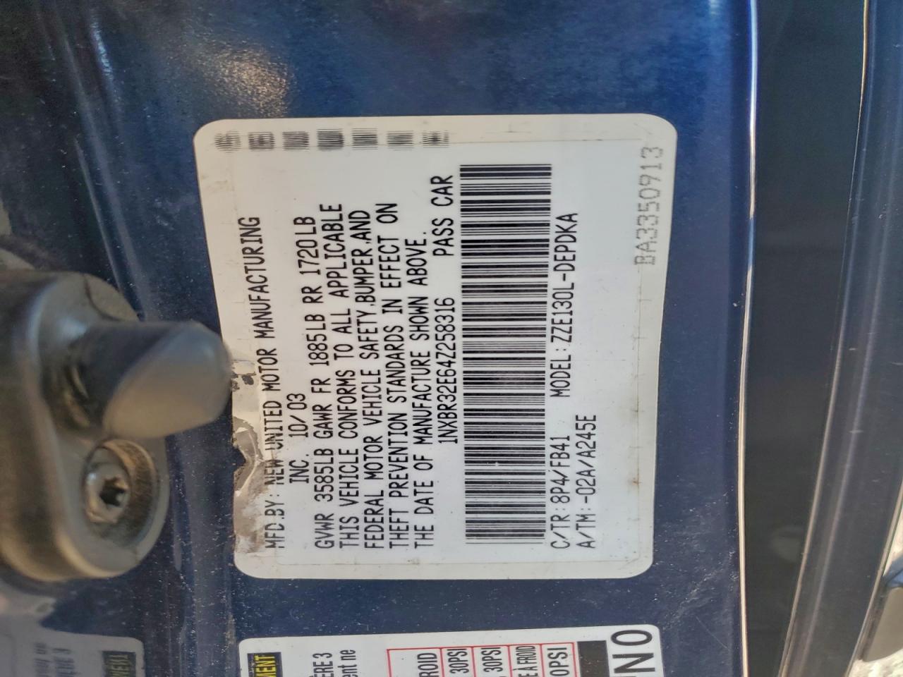 2004 TOYOTA COROLLA CE photo 12