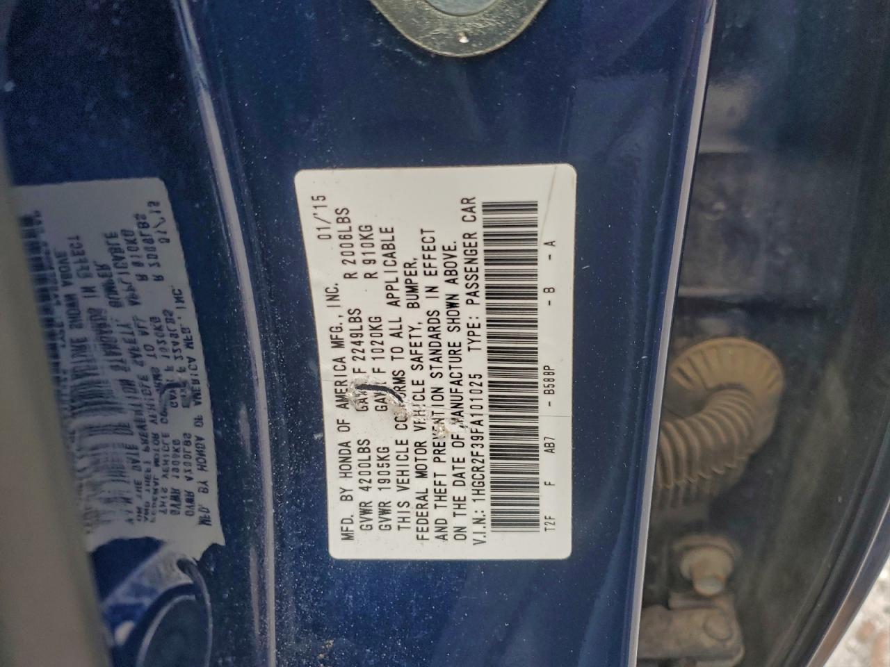2015 HONDA ACCORD LX photo 12
