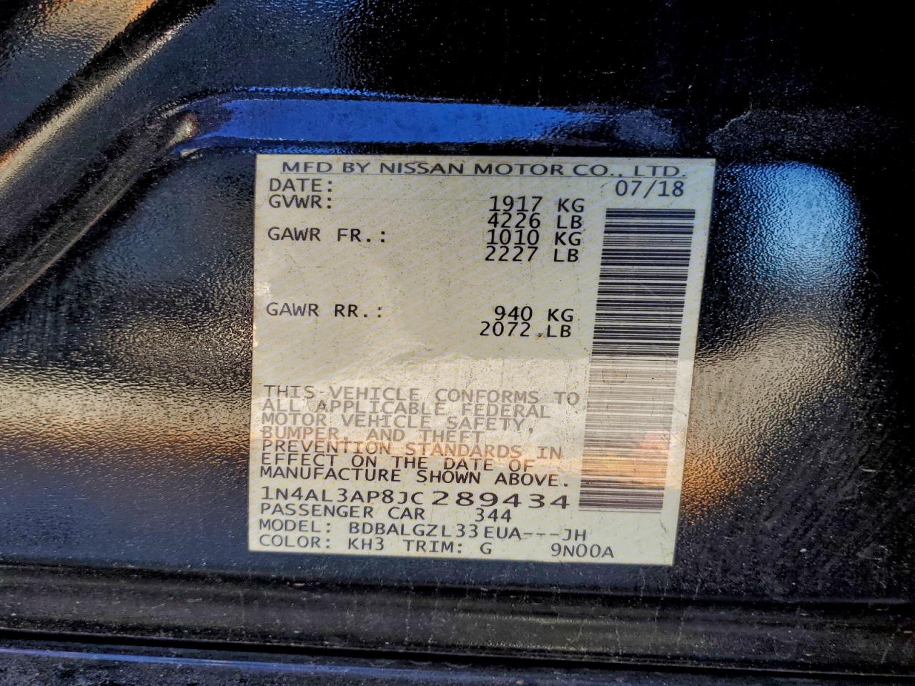 2018 NISSAN ALTIMA 2.5 photo 12