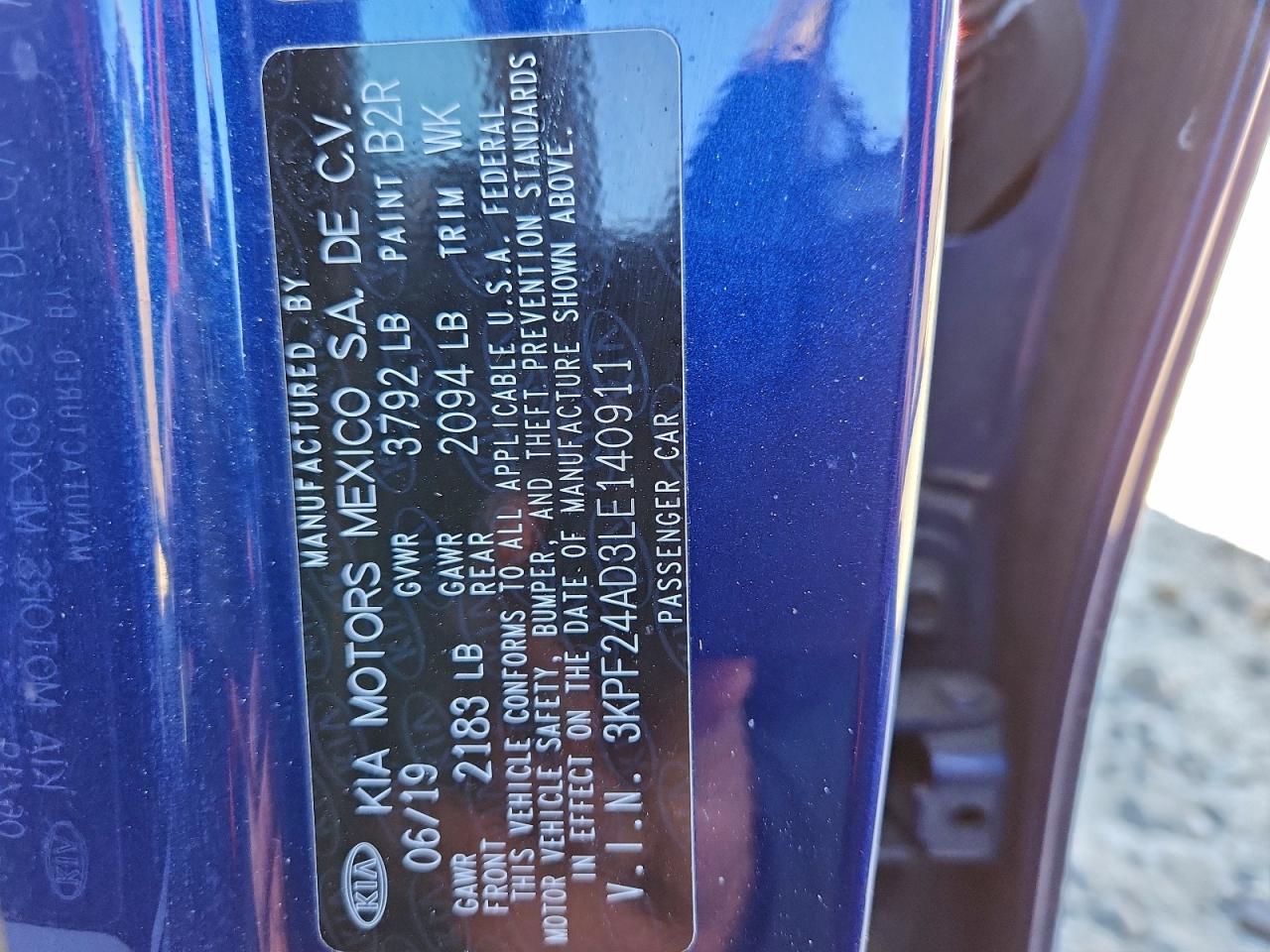 2020 KIA FORTE FE photo 12