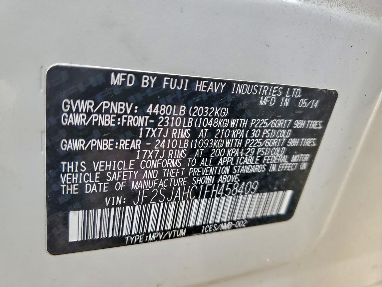 2015 SUBARU FORESTER 2.5I LIMITED photo 13