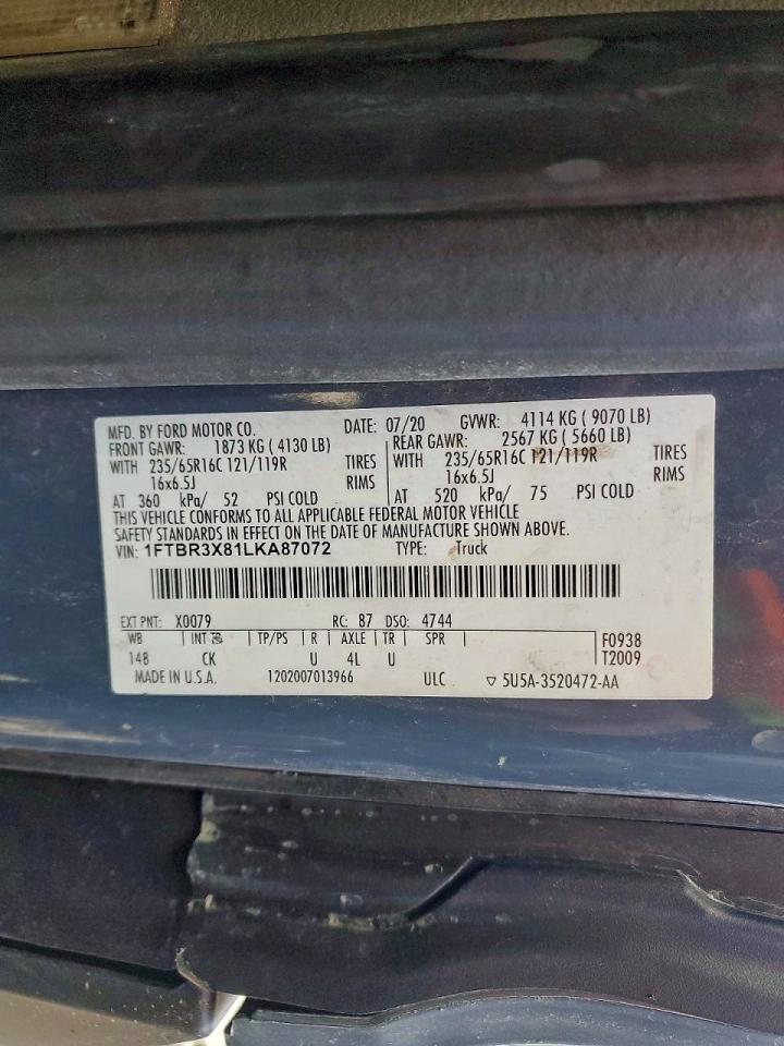 2020 FORD TRANSIT 250 DELIVERY VAN photo 13